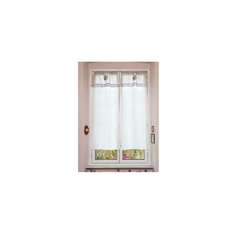 Tendine finestra 45x150 bianche country shabby merletto cuori cucina bagno  - Brico Casa