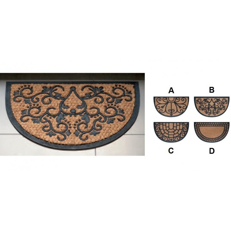 Zerbino ingresso casa in gomma e cocco, Semicircolare, 4 Modelli, Antiscivolo